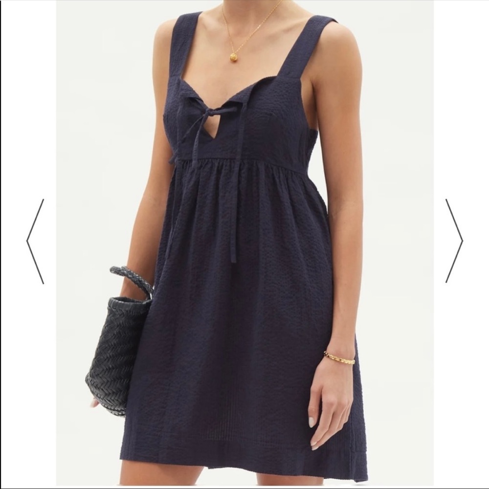 Wiggy Kit Privet Tie Front Seersucker Mini Dress